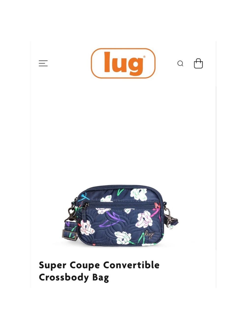 NWT Lug Navy Floral Super Coupe Convertible Crossbody Bag